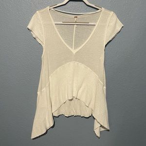 Free People White Mary Anne Tiered Short Sleeve Top